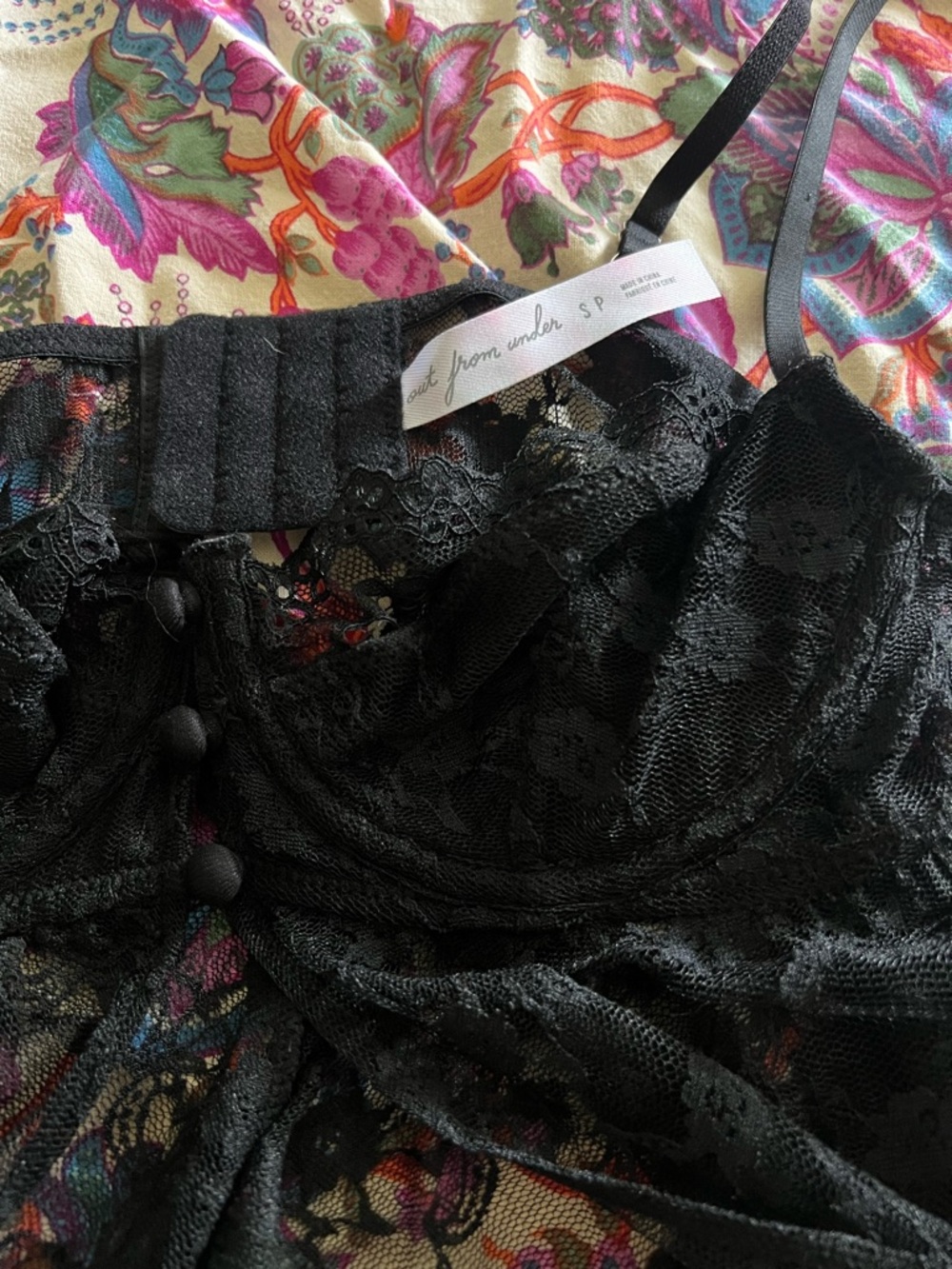 Black Lace Button-Front Bralette - Women Intimates & Sleepwear